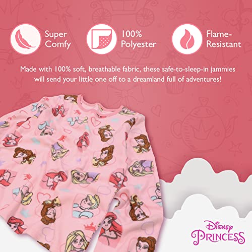 Disney Girls' 2-Piece Loose-fit Set, Princess Pajamas, Soft & Cute for Kids3