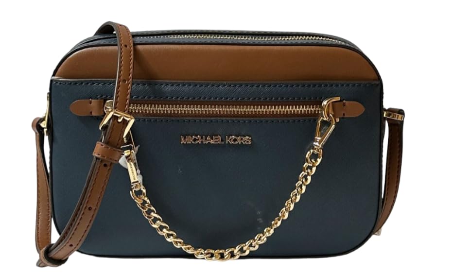 Michael Kors Jet Set Large Leather Crossbody Bag Navy Desertcart