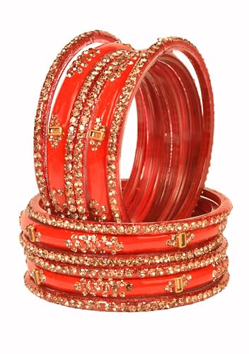 Image of Swara Creations Green Mehrun Red Glass Bangles Set for Women | Zirconwork Bangles | Glass bangles for festivals & occasions, Traditional glass bangles (SKU276)