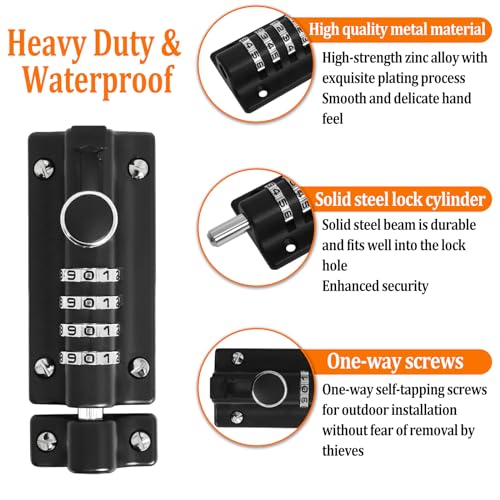 Combination Locking Bolt, 120mm Burglar Proof & Weatherproof Slide Latch Lock - Image 2