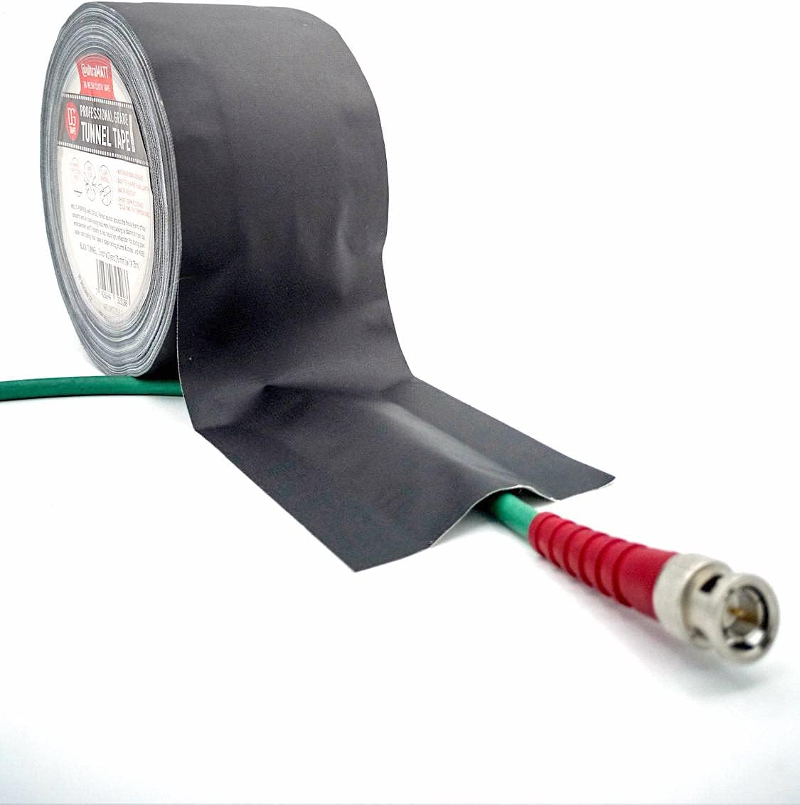 6in x 30ya BLACK TUNNEL Tape with Non-Adhesive Center Channel Path for Secure cable Management. AV Tape for professional stage & office needs. Easy Tear by hand ultraMATT DGTAPE (UM150/25/B-TU, Black)