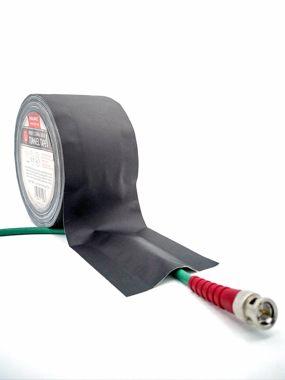 6in x 30ya BLACK TUNNEL Tape with Non-Adhesive Center Channel Path for Secure cable Management. AV Tape for professional stage &amp; office needs. Easy Tear by hand ultraMATT DGTAPE (UM150/25/B-TU, Black)