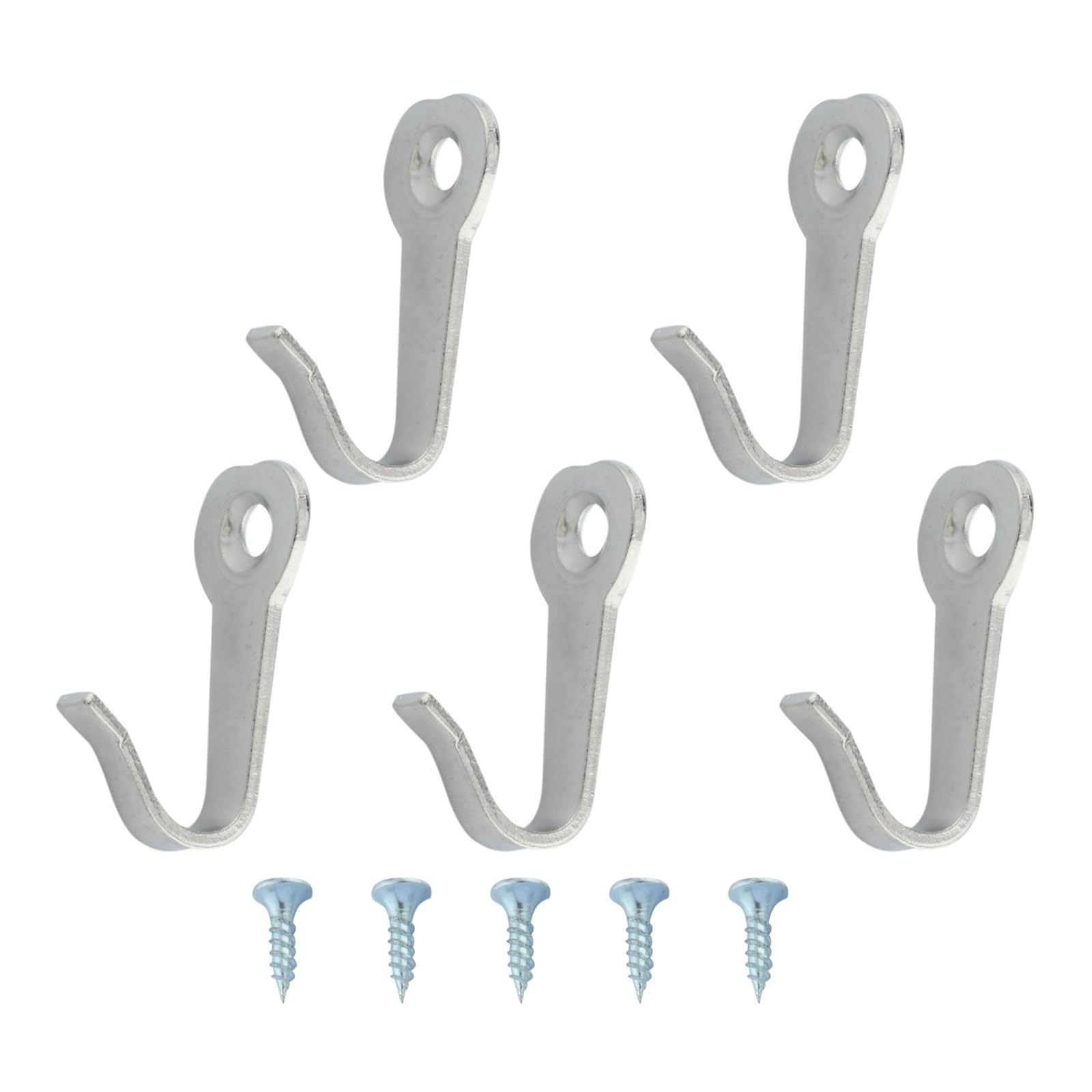Liozdmd Silver Home Furnishings 5Pcs Mini Hooks Hangers Black/White/ Wall Mounted Key Coat Bag Hat Hanger Clothes Bathroom Kitchen Hanging W/Screws(Silver)