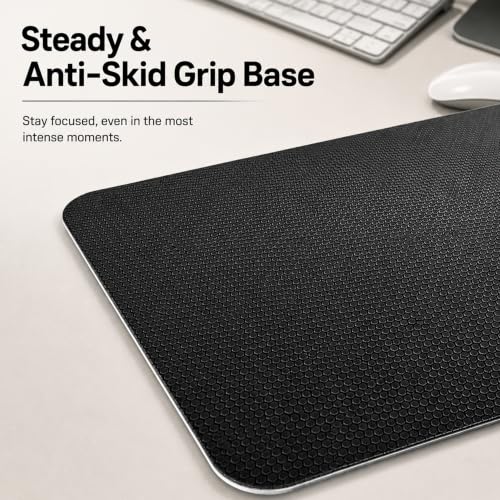 Image of Ant Esports Glass Mouse Pad 400 x 450 x 4.6mm, Premium Tempered Glass Gaming Mousepad, Ultra-Smooth Surface, Precision Tracking, Anti-Skid Base, Optical & Laser Mouse Compatible, Black