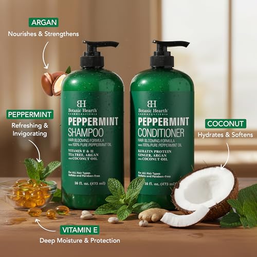 Botanic Hearth Peppermint Shampoo and Conditioner Set |for Men and Women| 16 fl oz X 2 pack - Image 4