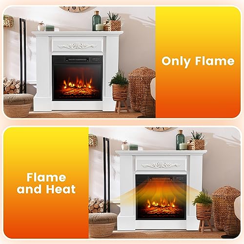 GOFLAME Electric Fireplace with Mantel, 1400W Freestanding Mantel