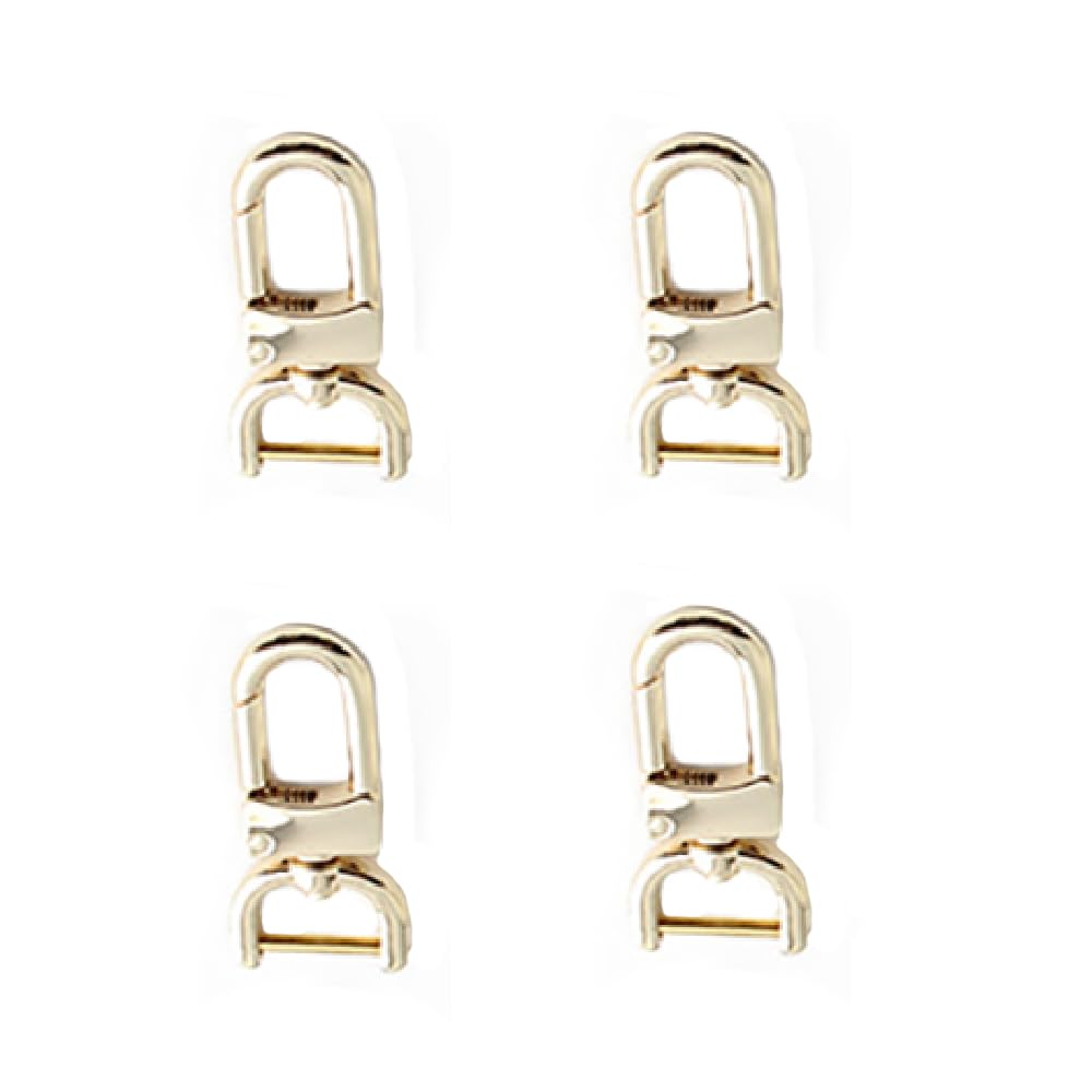 TopHomer 4 Pcs Swivel Clasp Hooks, 5/8 inch D Rings Swivel Lobster Claw Snap Clasp with Screw Bar, DIY Craft Accessories for Keychains Purse Crossbody Handbag (Light Gold)