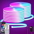 segrass 100ft RGB LED neon Rope Lights LED neon Lights with Remote/APP Control 24V IP65 Waterproof Flexible Neon LED Strip Lights for Bedroom Room Outdoors Decor?2 Rolls of 50ft?