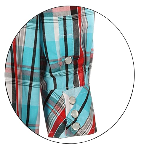Image of Gioberti Boys Casual Western Plaid Long Sleeve Pearl Snaps Shirt