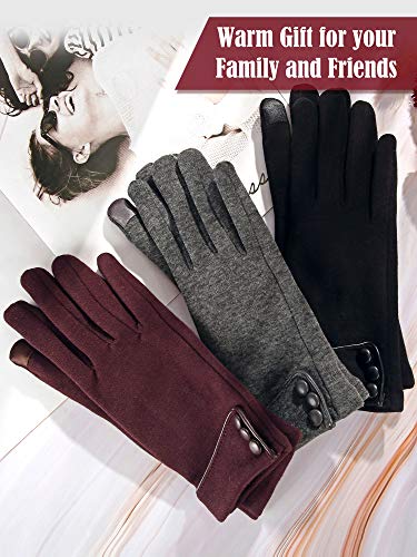 Image of Patelai 3 Pairs Womens Gloves Winter Touchscreen Texting Phone Windproof Gloves Warm Fleece Lined Cold Weather