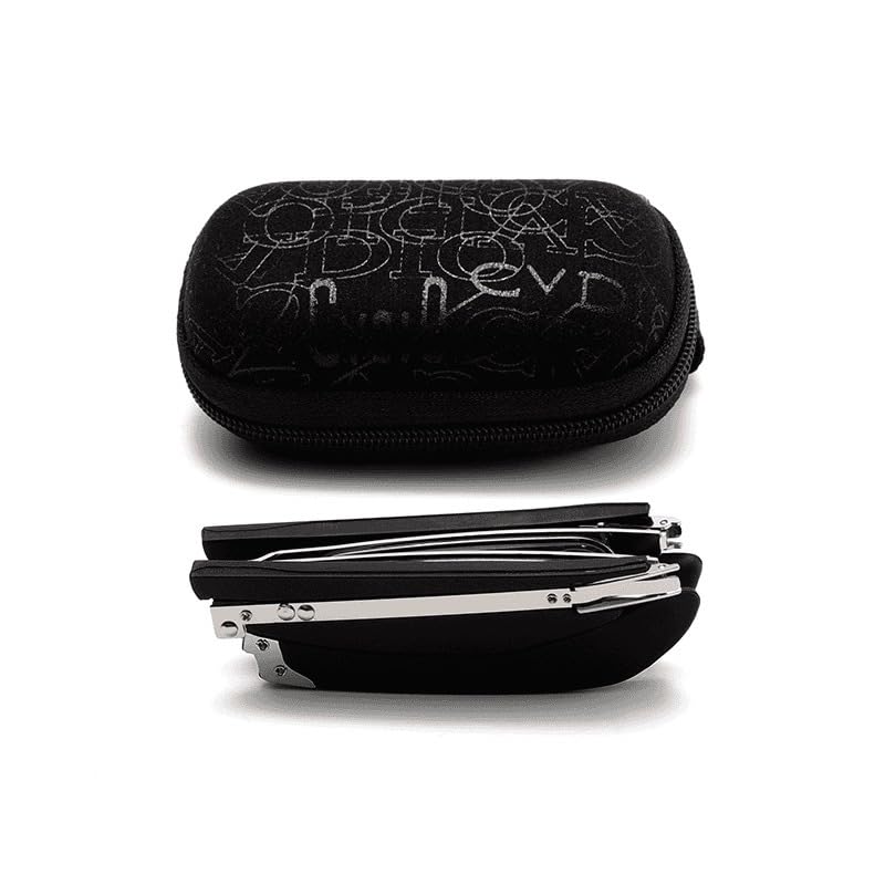 Aocesk Foldable Anti-Blue Light Reading Glasses with Case Anti Eyestrain/Glare Computer Reading Glasses for Women Men (Black 1.5 x)