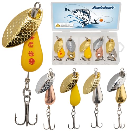 QualyQualy 5Pcs Spinner Bait Set Multi Colored Fishing Spinners Lures Baits Fishing Lures with Box for Trout Salmon Bass Set (2.8g-5pcs)