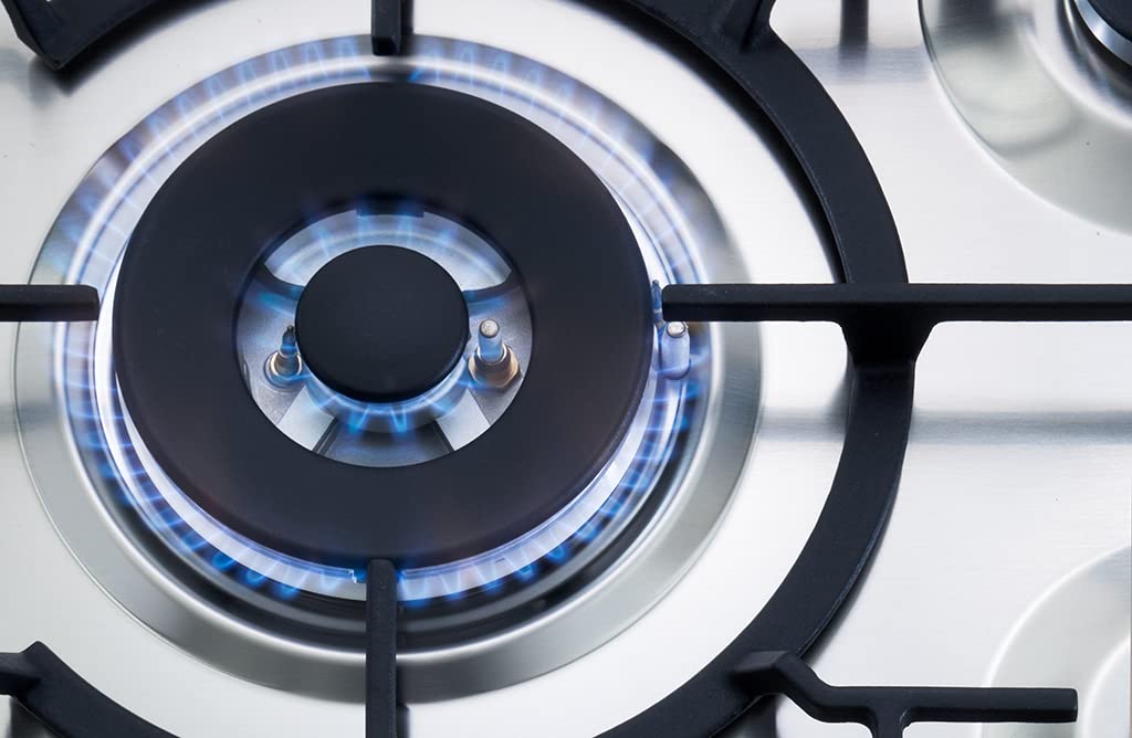 Fourneau 4 brûleurs gaz triple couronne - Plan de cuisson en acier inox