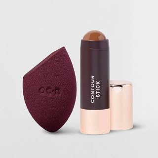 Kit Contorno em Bastão Marrom Claro + Esponja Flat Blend Mariana Saad By Océane (2 Produtos)