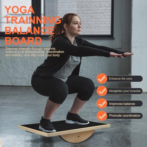 Planche d'équilibre 40 * 30cm, Planche d’équilibre en Bois Professional, Balance Board Antidérapante, Wobble Board, Planche Inclinée En Bois pour la maison, le gymnase et l'extérieur, Bureau – Image 5