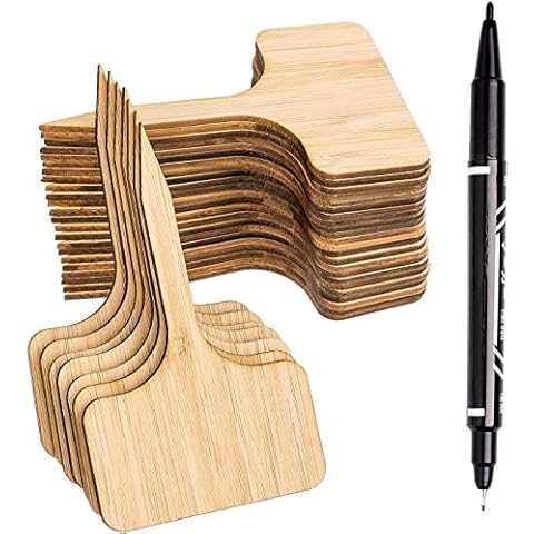 Whaline Bamboo Plant Labels with Marker Pen Cover