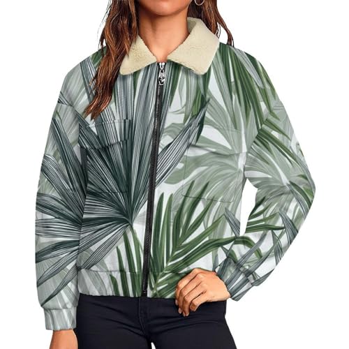 Manteau plantes tropicales zippé veste confortable polaire femme