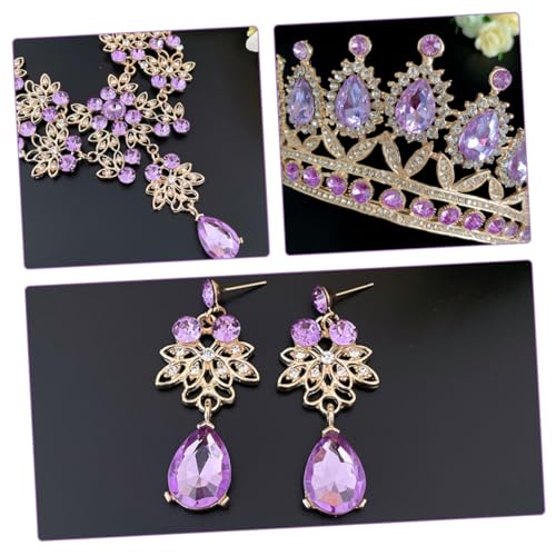 Conjunto de joyas para bodas con pendientes y collar de rhinestone radiante 4