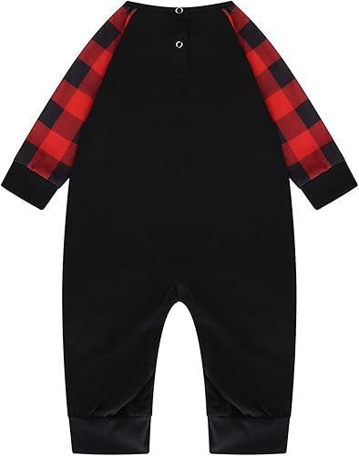 JEGULV Pijamas de Navidad para la familia 2024 de manga larga con divertidas camisetas impresas y pantalones a cuadros, conjuntos de pijamas de