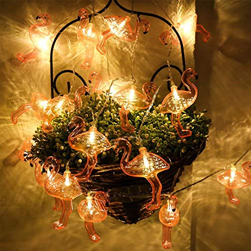 Domestar 10Ft Pink Flamingo Lights, Led Flamingo String Lights Battery Operated Fairy Lights Outdoor Tropical Hawaiian Luau Party Wedding Birthday Decor #TOP4