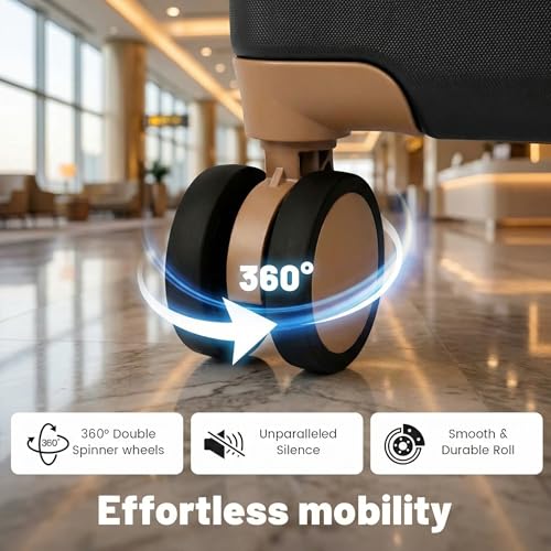 Image of Luggage Set 3 Piece, Carry On Luggage 20 Inch 22x14x9 Airline Approved with Spinner Wheels & TSA Lock, Durable Lightweight ABS Hardside Suitcase Set for Travel (20 /TB /DB Black)