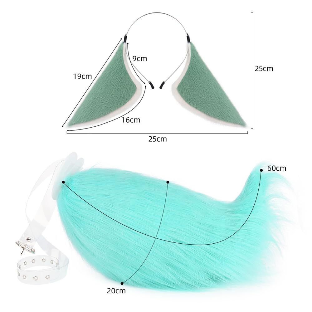 TTYAO REII Huohuo Cosplay Tail Fox Dog Cat Tail Furry Fursuit Costume Accessories for Adults Game Cosplay (Aqua)