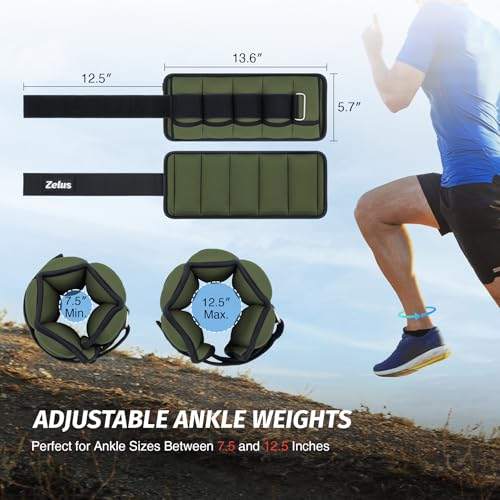 ZELUS 1 Pair Adjustable Ankle Weights, 2 4 6 8 10 lb Modularized Leg Weight Straps for Women Men, Weighted Ankle Weight Set with Removable Sandbags, 1-5 lb per Ankle Strap for Gym Yoga Jogging Walking - Image 3