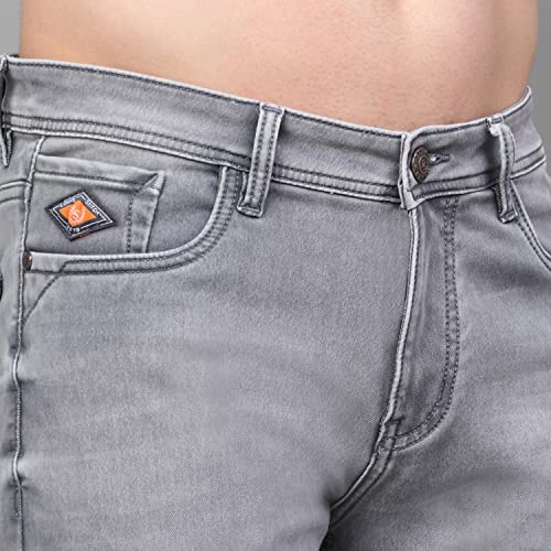 Image of LOUIS STITCH Mens Jeans Italian Cloth Denim Mid Rise Super Stretch Butter Comfort Relaxed Fit Jeans for Men (LSJNC-BU92)