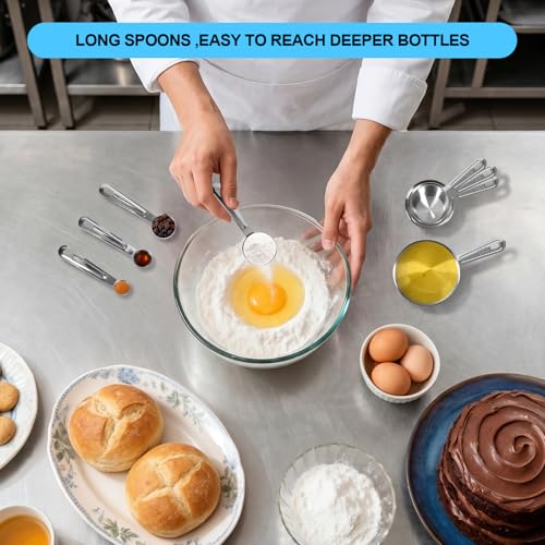 Set de 8 piezas de tazas y cucharas medidoras de acero inoxidable miniatura 4