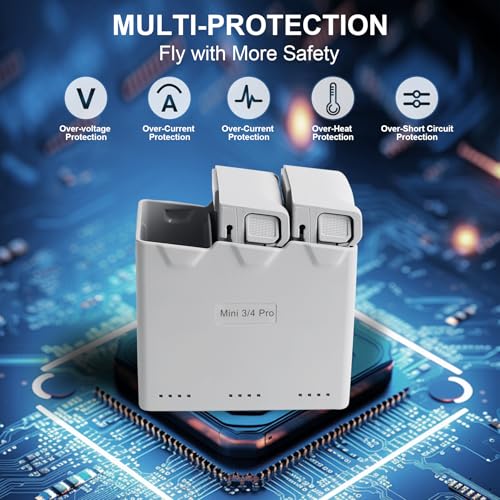 Image of Battery & Charger Combo for DJI Mini 4 Pro & DJI Mini 3 Series, Includes Two 3850mAh Intelligent Flight Batteries Plus and Two-Way Charging Hub, Up to 51 Minutes of Battery Life