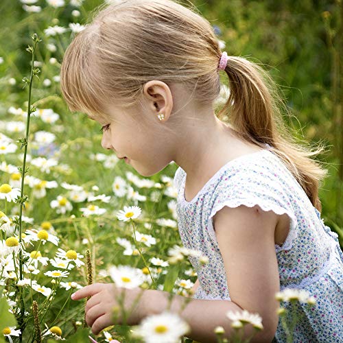 14k Yellow Gold Girl's Cubic Zirconia Butterfly Screw Back Earrings for Toddlers - Small Stud Earrings for Babies & Little Girls to Preteens - Tiny Earring Studs for Children3