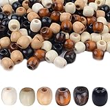 270Pcs Barrel Wooden Bead 16x17mm Painted Wood Beads Dreadlock Hair Braid Bead for DIY...
