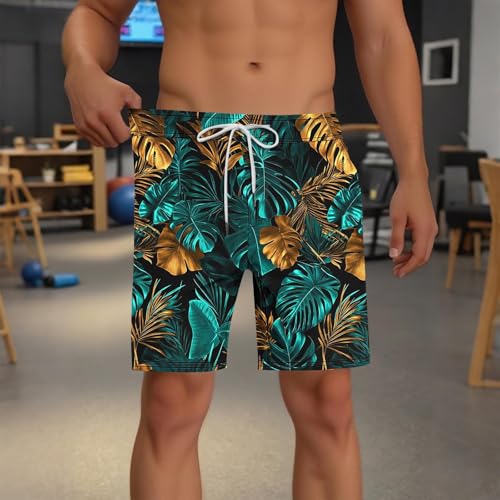 NATHGAM Men's Hawaiian Shorts with Compression Liner 2 in 1 Swim Trunks Lightweight Trendy Summer Beach Board Shorts for Men4