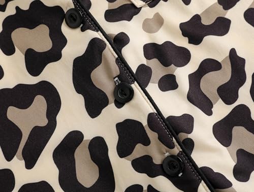 Girls Button Down Pajama Sets Short Sleeve Long Pants 2pcs Sleepwear Cute Patterns Outfits with Pockets Nighty3