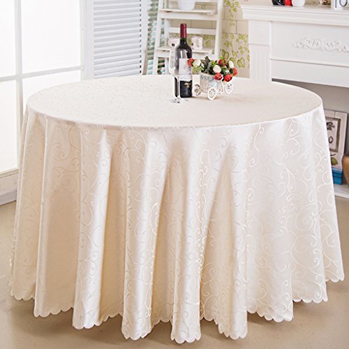 Nclon Color Puro Manteles,Restaurante Occidental Hotel Antifouling A Prueba De Polvo Redondo Cuadrado Rectangular Manteles De Mesa Gruesas-Blanco Crema diámetro 240cm