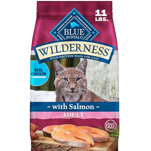 Blue Buffalo Wilderness with Salmon Natural High-Protein Grain-Free Dry Food for Adult Cats, Real...