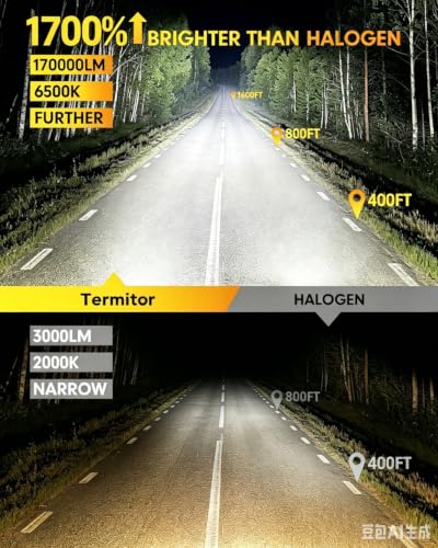 Image of Termitor 9005 9006 Fog Bulbs Combo, ๐ฎ๐ฌ๐ฌ,๐ฌ๐ฌ๐ฌ๐๐ Ultra Bright 6500K Cool White, Focused Beam for High & Low Beam, 1:1 Halogen Size Plug and Play, IP68 Waterproof Replacement Lamps๏ผPack of 4