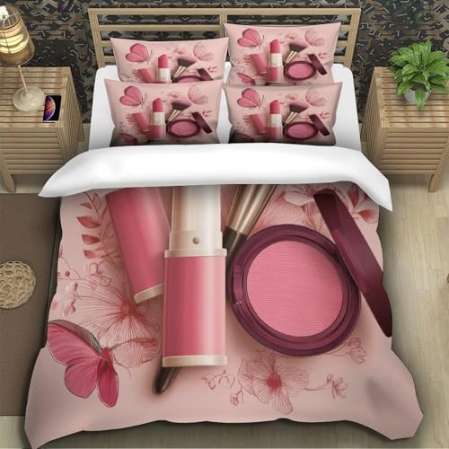 Parure de lit microfibre hypoallergique avec fermeture éclair résistante rose - 5