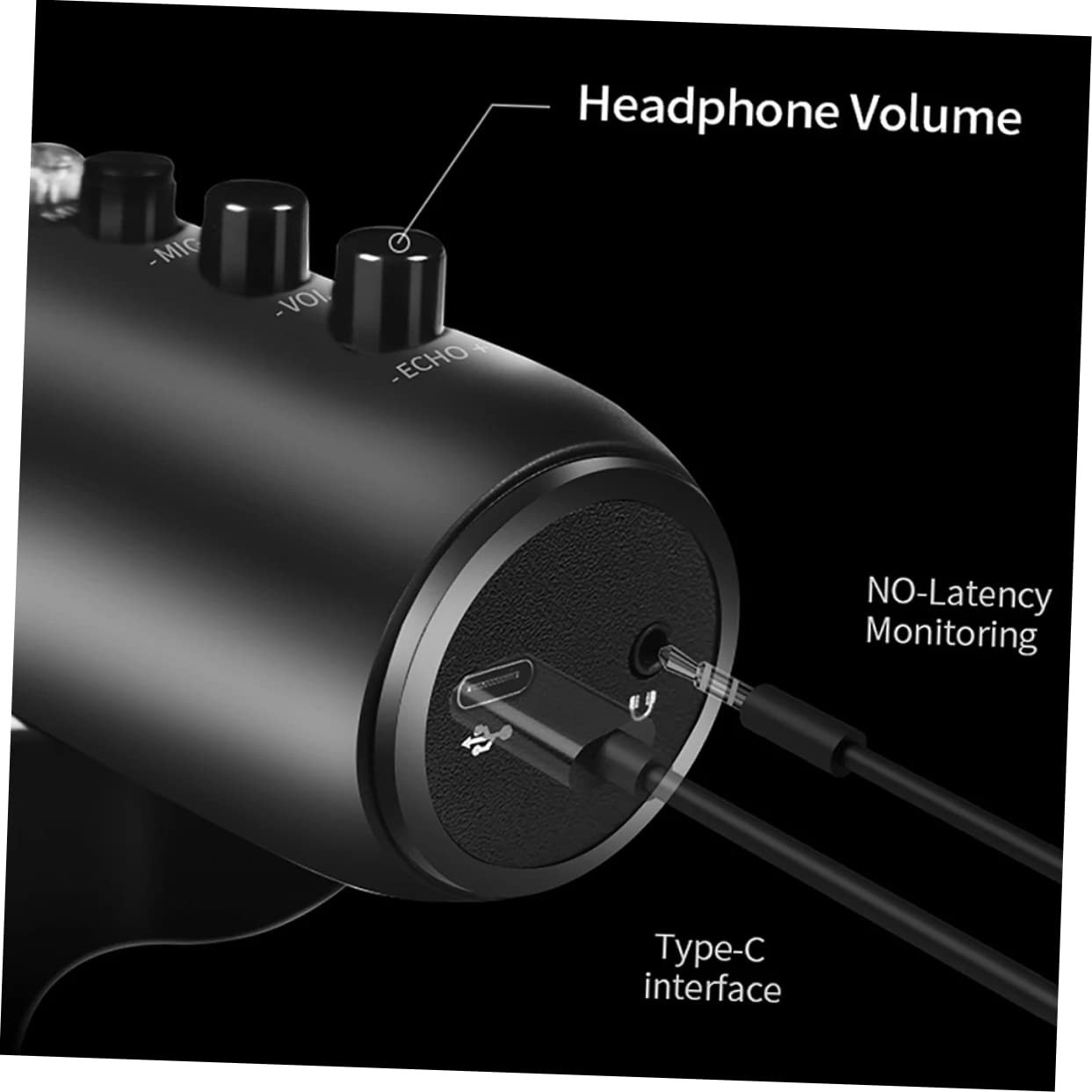 VICASKY 1pièce Microphone USB Condensateur De Bureau Noir pour Enregistrement Streaming Et Gaming Microphone De Haute Bruit