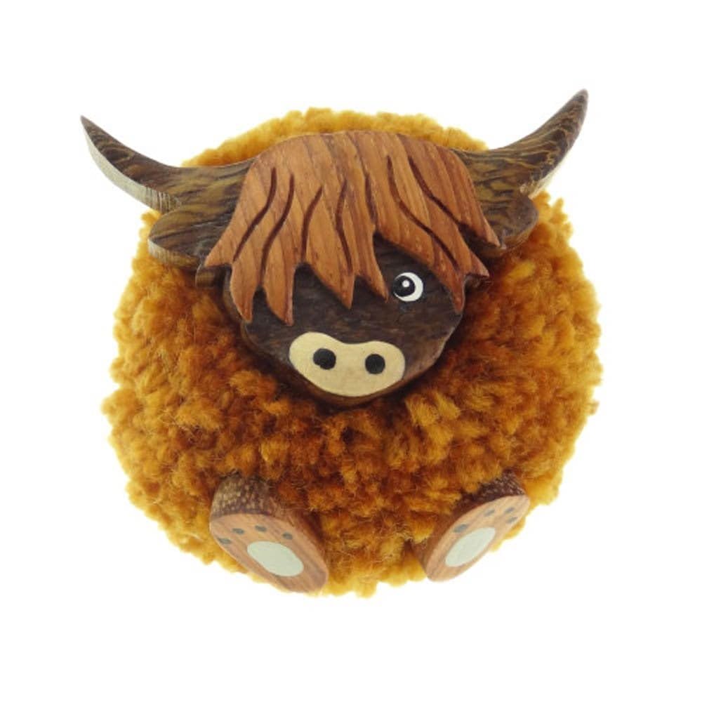 Highland Cow Pom Pom Magnet
