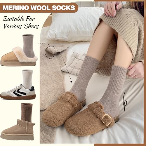 EBMORE 5 Pairs Women Merino Wool Boot Socks Warm Thermal Winter Thick Hiking Cozy Cabin Crew Comfy Socks for Ladies2