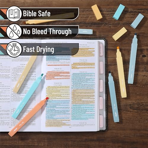 Image of Mr. Pen na aesthetic highlighters, 8 pcs, chisel tip, pastel colors, cute bible highlighters no bleeding
