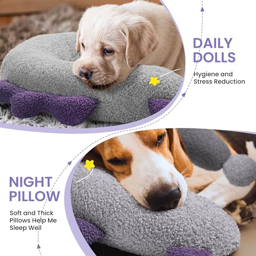 HiPetpy Hundekissen - Waschbares Hundekissen zur Beruhigung für besseren Schlaf, Weiches Nackenkissen für Hunde, Kinder, Erwachsene, Lindert Angst, Geschenk für mittelgroße/große Hunde, Violett