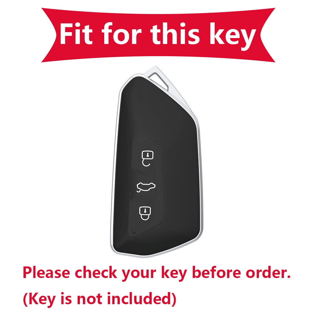 KUNIO Car Key Cover fit for VW Golf 8 R GTI GTE Atlas ID.3 ID.4 GTX ID.6X Crozz fit for Seat Leon MK4 fit for Skoda Accessories Leather Key Cover Key Holder Key Fob 3 Buttons White - Image 2
