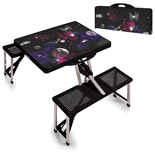 PICNIC TIME Star Wars Death Star Folding Picnic Table, Camping Table, Outdoor Table with Umbrella Hole, (Black) PICNIC TIME Star Wars Death Star Folding Picnic Table, Camping Table, Outdoor Table with Umbrella Hole, (Black)