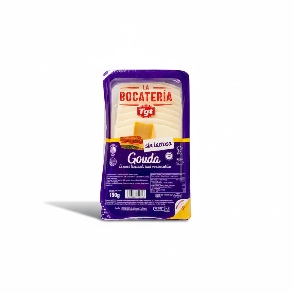 Queso Gouda Sin Lactosa Loncheado - Pack Ahorro 4 Unidades x 150g - Queso Suave para Sándwiches y Bocadillos - La Bocatería TGT - Alto en Proteína - NEXU
