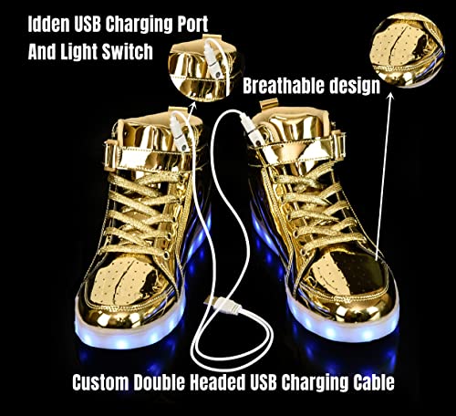 Igxx Led Light Up Shoes For Men Usb Recharging High Top Led Sneakers Women Kids Gold thumb #3