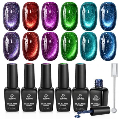 Beetles Cat Eye Gel Nail Polish Set, Galaxy Beam 6 Colors Fall Gel Polish