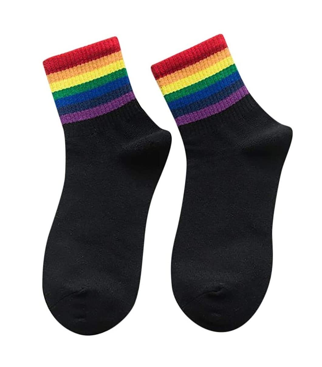 Skarpety Do Codziennego Noszenia 10 Par Bawełnianych Skarpet Unisex Rainbow Striped Pattern Sportowe Skarpety Robocze Miękkie Wygodne(E)