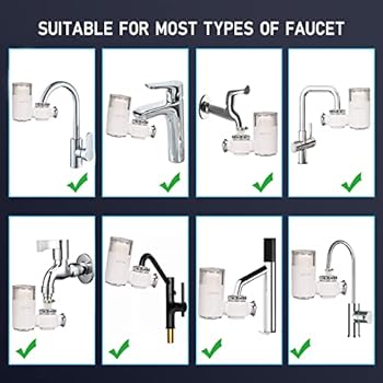 XNTONG - Water Filter Taps, Tap Water Filter With Activated Carbon, Household Kitchen Tap Filter Purifier, Water Filter System Reducing Chlorine, Limescale, Heavy Metals, And Unpleasant Odors
